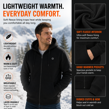 LITEGUEST 5-Zone USB Heated Hoodie Heated Zip-up Hooded Sweatshirt