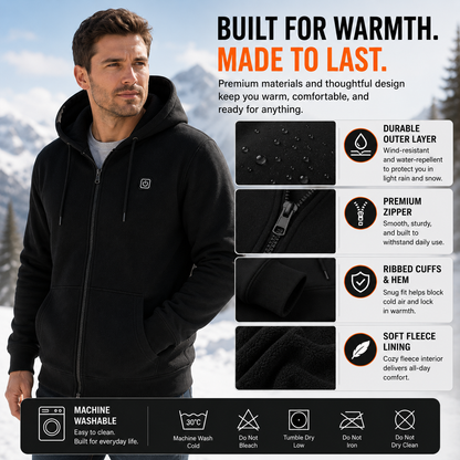 LITEGUEST 5-Zone USB Heated Hoodie Heated Zip-up Hooded Sweatshirt