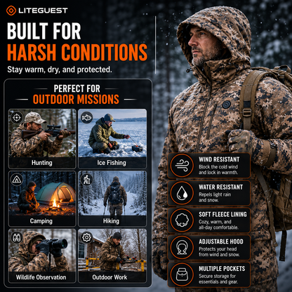 LITEGUEST 7-Zone Heated Camo Jacket Waterproof Outdoor for Winter