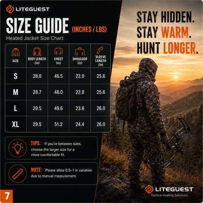 LITEGUEST 7-Zone Heated Camo Jacket Waterproof Outdoor for Winter