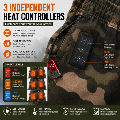 LITEGUEST 8-Zone Heated Pants Cargo Multi-Pocket Outdoor for Winter