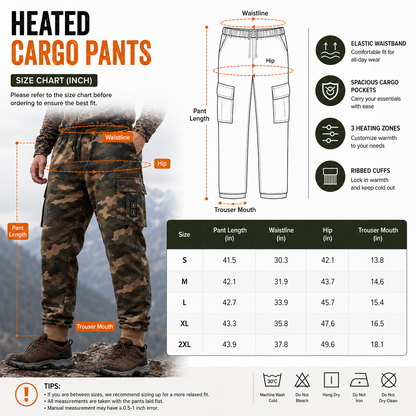 LITEGUEST 8-Zone Heated Pants Cargo Multi-Pocket Outdoor for Winter