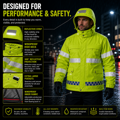 LITEGUEST 8-Zone Heated Reflective Work Jacket for Outdoor Duty