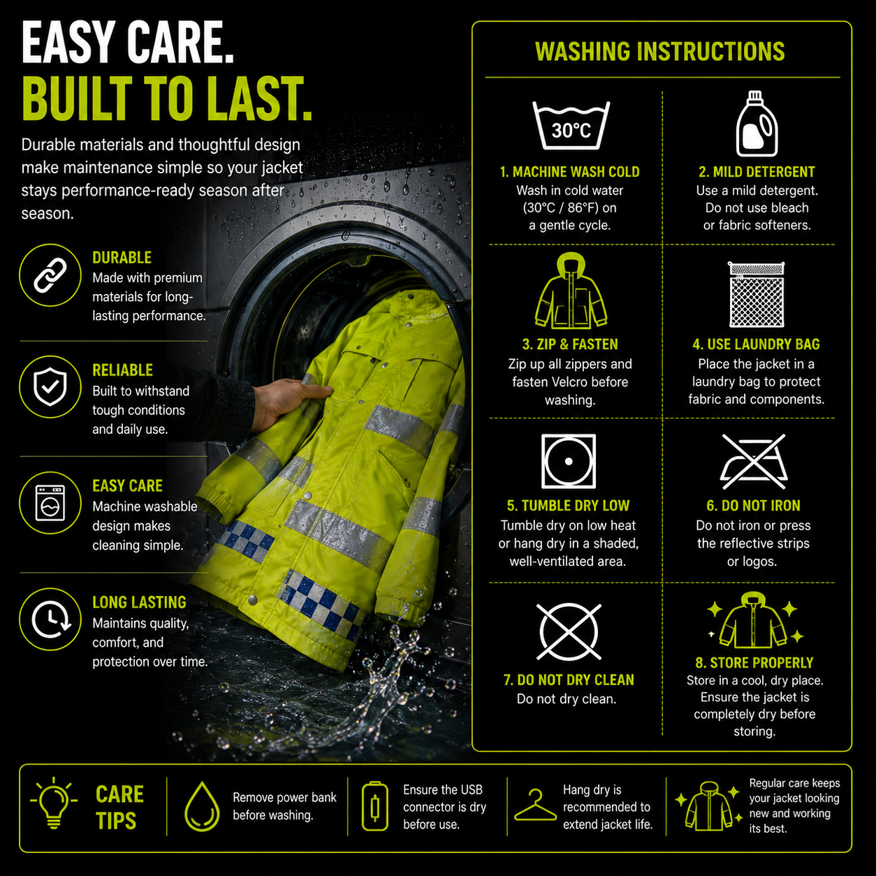 LITEGUEST 8-Zone Heated Reflective Work Jacket for Outdoor Duty