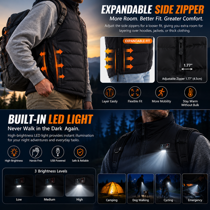 LITEGUEST 14-Zone Heated Vest with LED Light Warming Vest for Winter