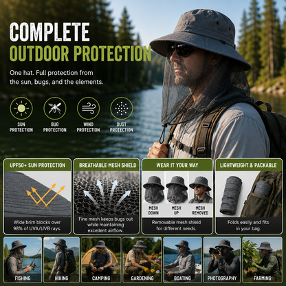 LITEGUEST Mosquito-Proof Fishing Hat – Full Coverage & UPF50+
