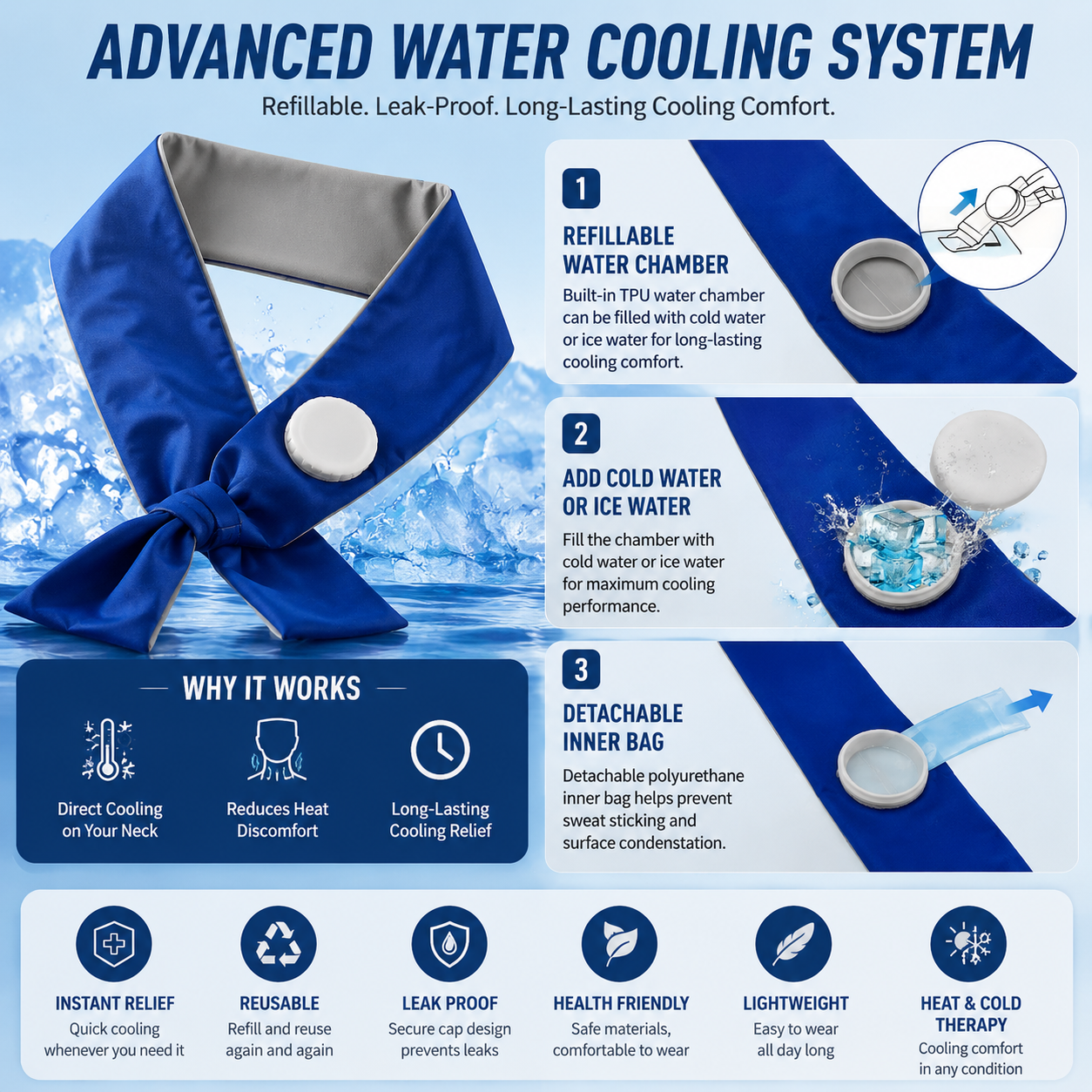 LITEGUEST Summer Water Cooling Neck Wrap – Outdoor Heat Relief