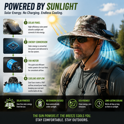 LITEGUEST Solar-Powered Dual Fan Sun Hat – Cooling Outdoor Cap