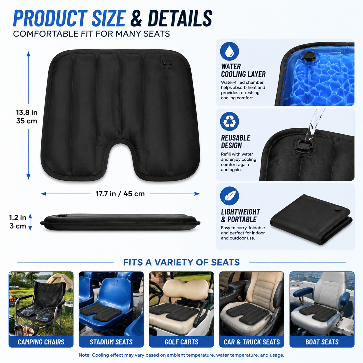 LITEGUEST U-Shaped Water Cooling Gel Seat Cushion – Summer Comfort