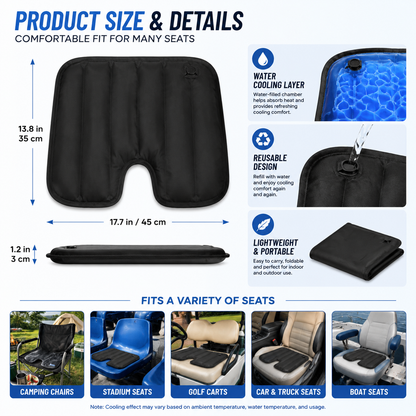 LITEGUEST U-Shaped Water Cooling Gel Seat Cushion – Summer Comfort