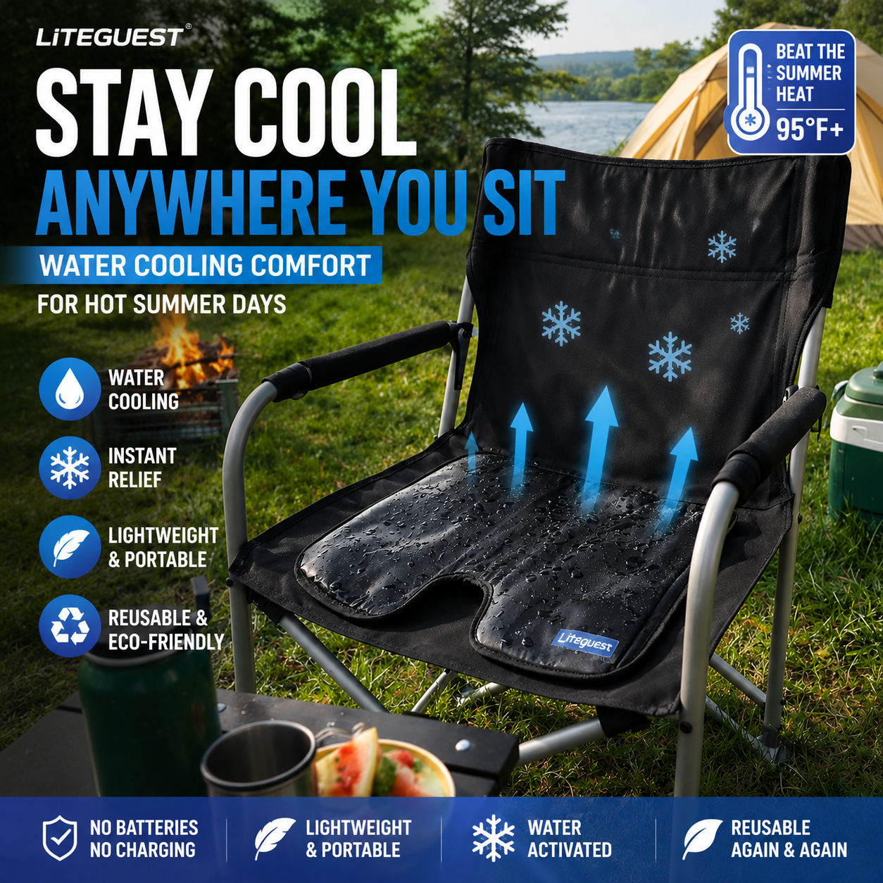 LITEGUEST U-Shaped Water Cooling Gel Seat Cushion – Summer Comfort