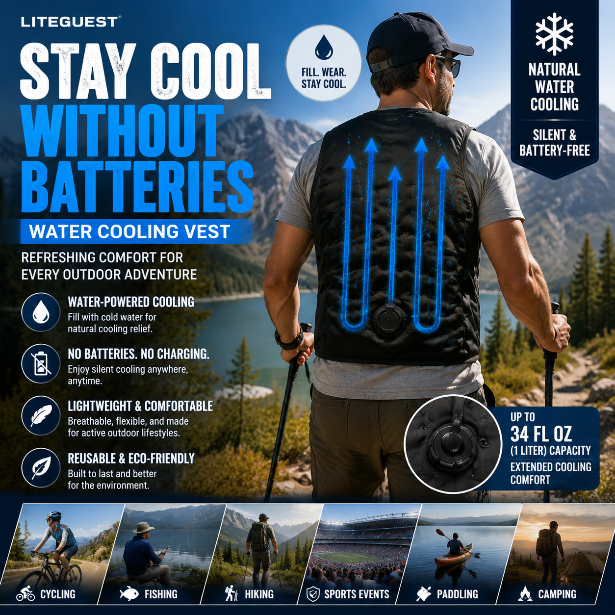 LITEGUEST Water-Cooled Cooling Vest – Battery-Free Heat Relief