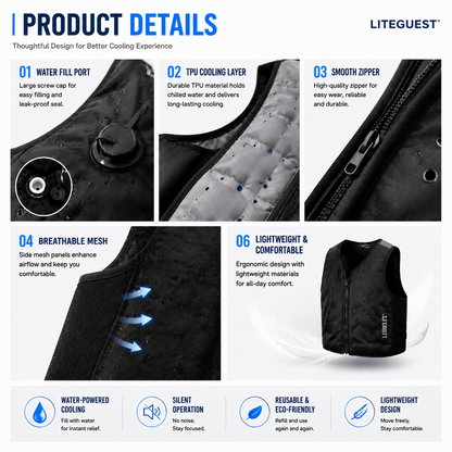LITEGUEST Water-Cooled Cooling Vest – Battery-Free Heat Relief