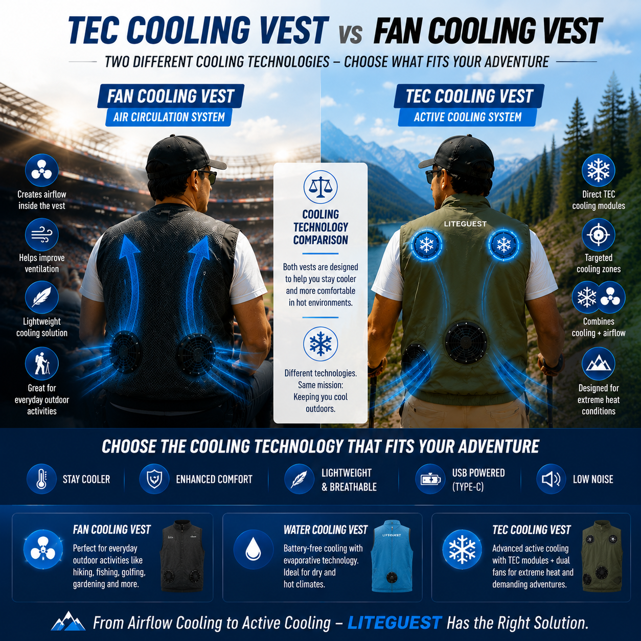 LITEGUEST Wearable Cooling Vest – TEC + Turbo Fan Active Cooling