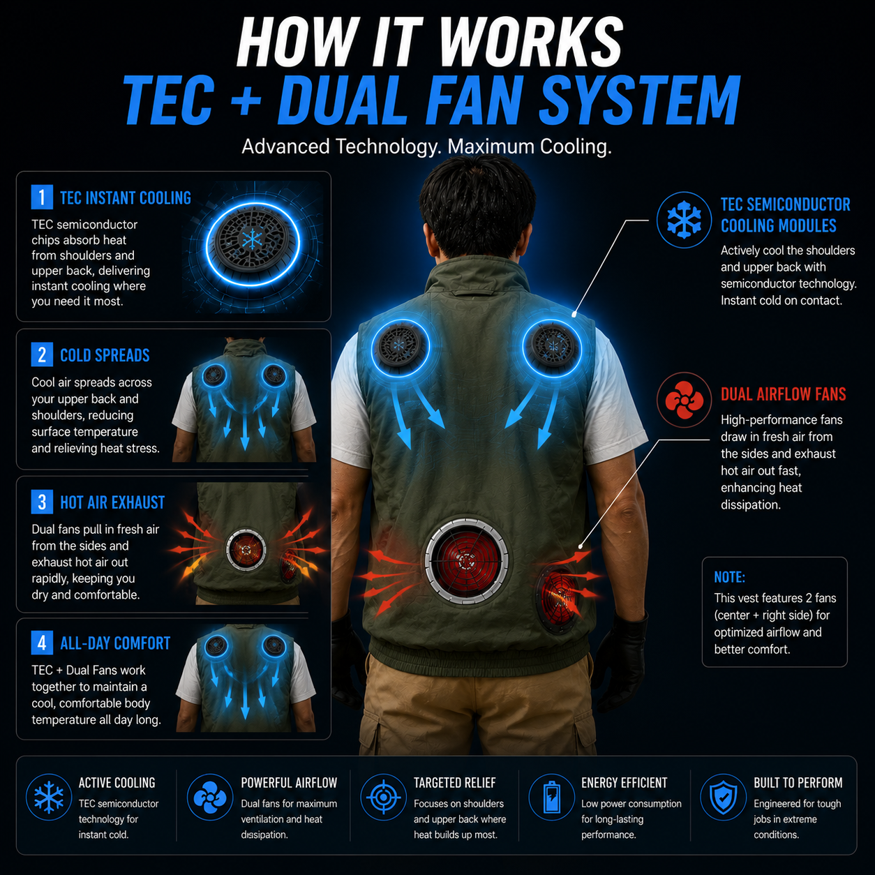 LITEGUEST Wearable Cooling Vest – TEC + Turbo Fan Active Cooling