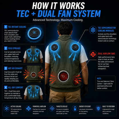 LITEGUEST Wearable Cooling Vest – TEC + Turbo Fan Active Cooling