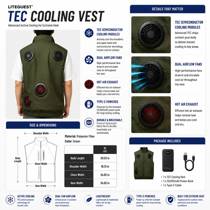LITEGUEST Wearable Cooling Vest – TEC + Turbo Fan Active Cooling