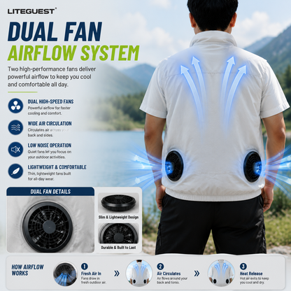 LITEGUEST UPF50 Cooling Fan Vest – Dual Fans & Tactical Pockets