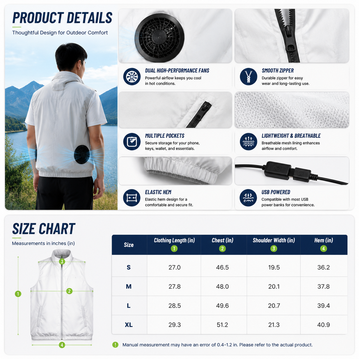LITEGUEST UPF50 Cooling Fan Vest – Dual Fans & Tactical Pockets