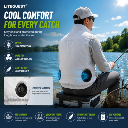 LITEGUEST UPF50 Cooling Fan Vest – Dual Fans & Tactical Pockets