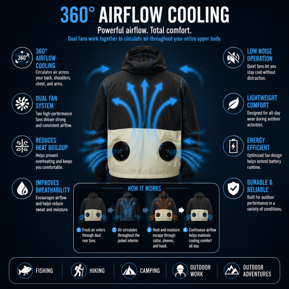 LITEGUEST UPF50+ Fan Jacket – Cooling Fans for Summer Outdoors