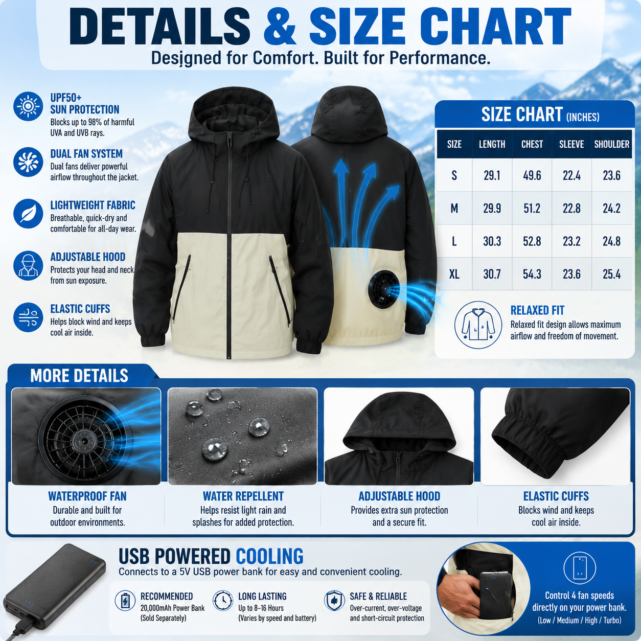 LITEGUEST UPF50+ Fan Jacket – Cooling Fans for Summer Outdoors