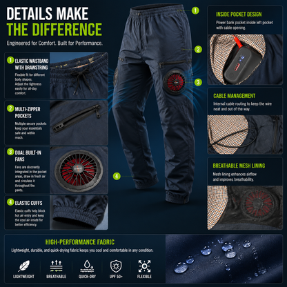 LITEGUEST Smart Air-Conditioned Fan Cooling Pants – USB Dual Fans