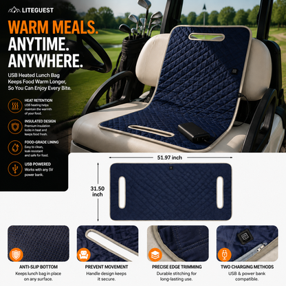LITEGUEST USB Heated Golf Cart Seat Cushion Winter Warmth Essential
