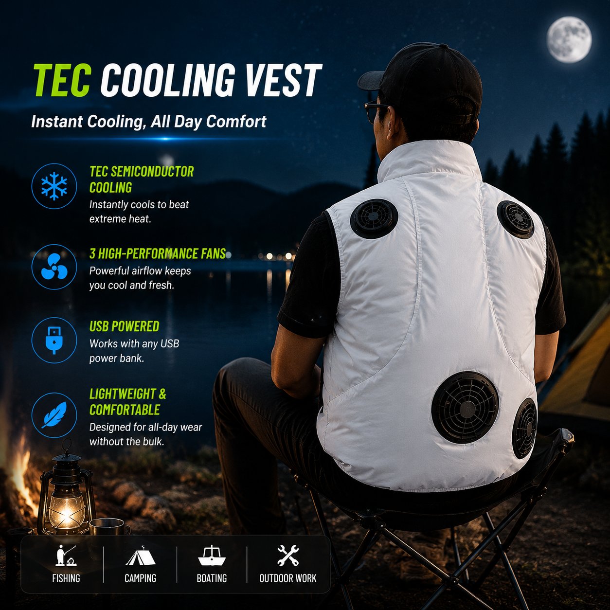 LITEGUEST Wearable Cooling Vest – TEC + Turbo Fan Active Cooling