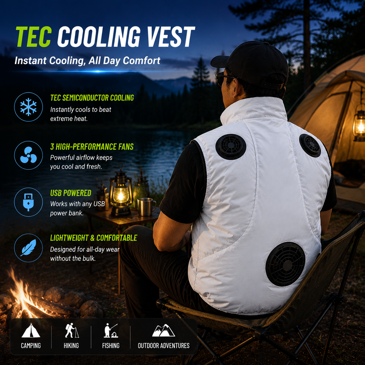 LITEGUEST Wearable Cooling Vest – TEC + Turbo Fan Active Cooling