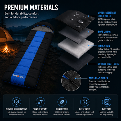LITEGUEST Winter Heated Single Sleeping Bag 5V Electric Camping Gear