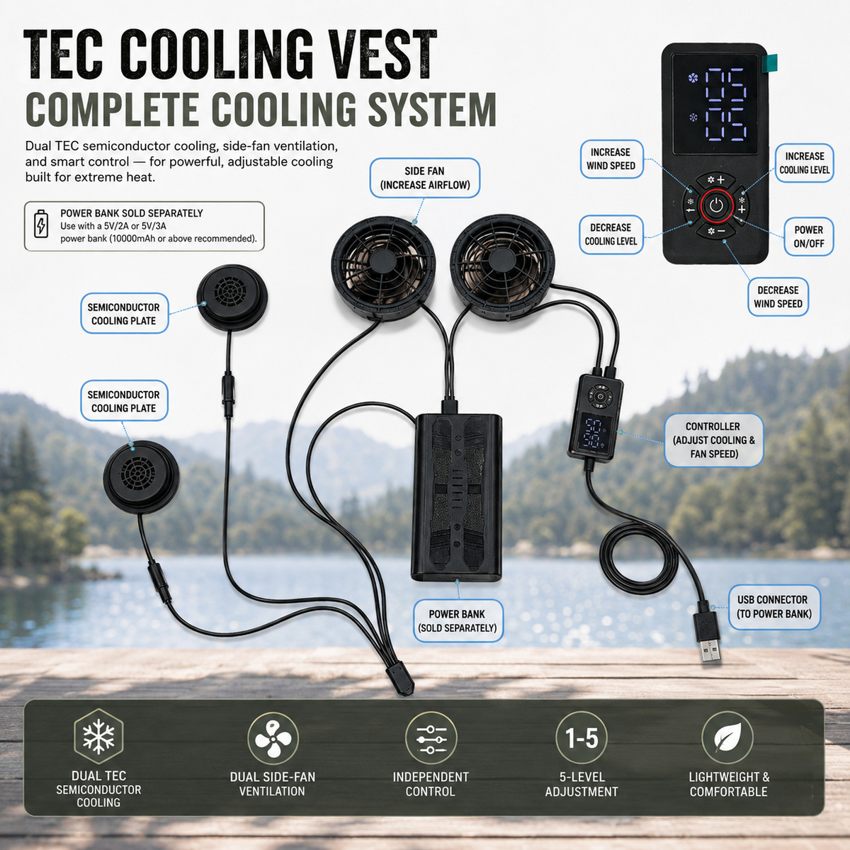 LITEGUEST Wearable Cooling Vest – TEC + Turbo Fan Active Cooling