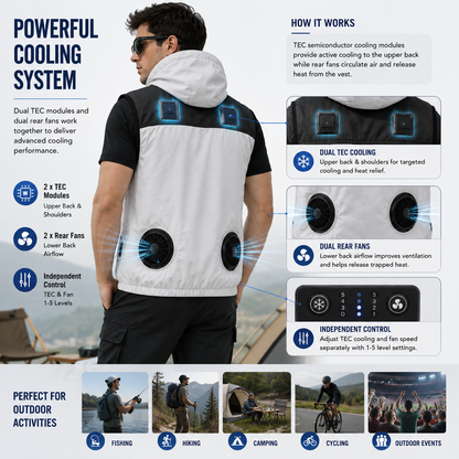 LITEGUEST Hooded TEC Cooling Vest – Dual Semiconductor Cooling