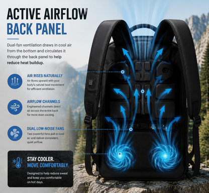 LITEGUEST AirFlow Cooling Backpack 20L | Dual Fan Ventilated Backpack
