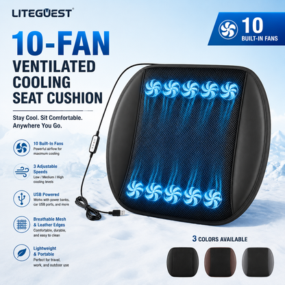LITEGUEST Fan-Cooling Seat Cushion – USB-Powered Summer Comfort