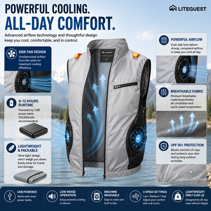 LITEGUEST 360° Side Fan Cooling Vest | Outdoor Summer Gear