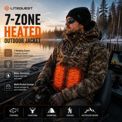 LITEGUEST 7-Zone Heated Camo Jacket Waterproof Outdoor for Winter