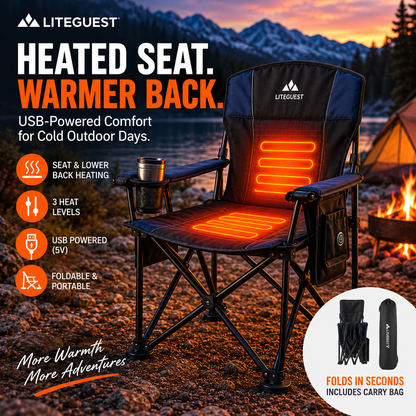LITEGUEST Heated Camping Chair | USB Heated Folding Chair