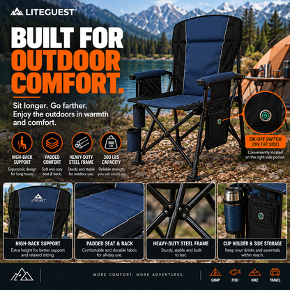 LITEGUEST Heated Camping Chair | USB Heated Folding Chair