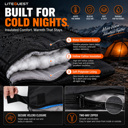 LITEGUEST Heated 2-Person Sleeping Bag | Double Camping Sleeping Bag
