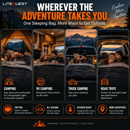 LITEGUEST Heated 2-Person Sleeping Bag | Double Camping Sleeping Bag
