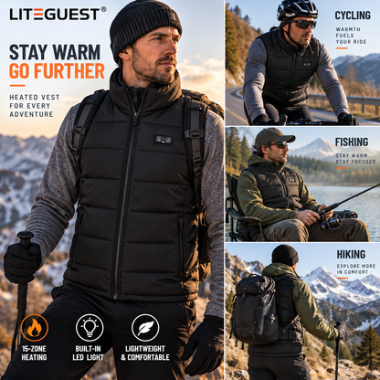LITEGUEST 14-Zone Heated Vest with LED Light Warming Vest for Winter