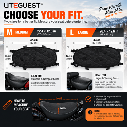 LITEGUEST Heated Motorcycle Seat Cover for Cold Weather Riding