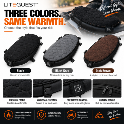 LITEGUEST Heated Motorcycle Seat Cover for Cold Weather Riding