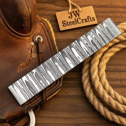 Ranchland Ladder Billet Bar 12" Handmade Ladder Pattern Damascus