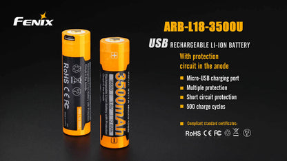 Fenix ARB-L18-3500U USB Rechargeable Li-ion 18650 Battery