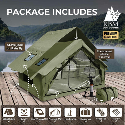RBM Outdoors Panda Medium Forest Green Inflatable Tent for Camping (1-4 person)