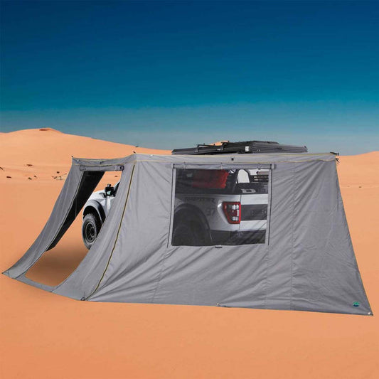 Overland Vehicle Systems HD Nomadic 180 Degree Awning Side Wall With Window - Dark Gray