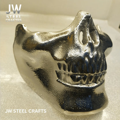 Polished Metal Skull Decor | Handmade Cast Aluminum Skull Sculpture
