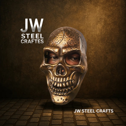 Handcrafted Metal Skull Mask: Choose Copper, Chrome or Antique Finish